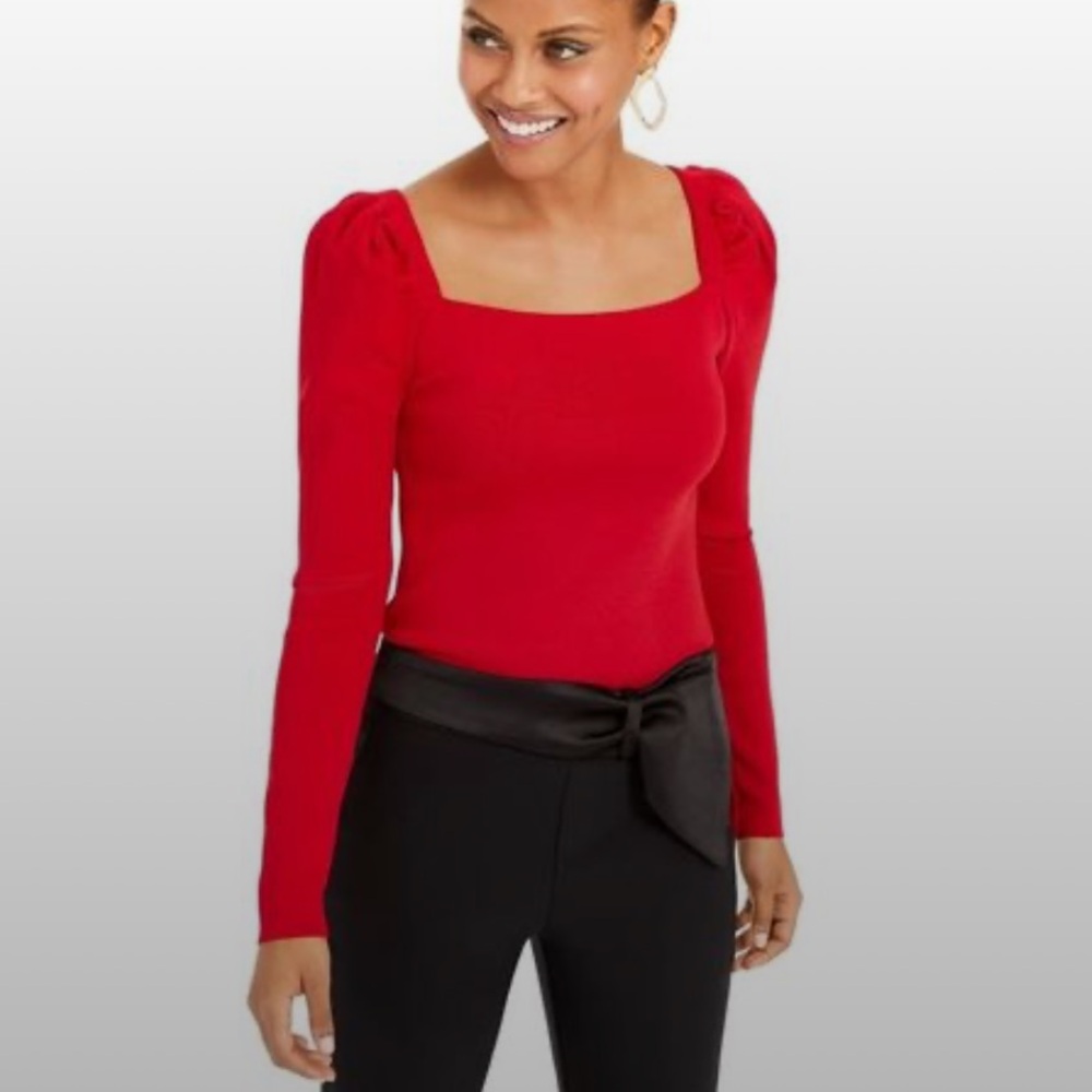 INC Red Long Sleeve Top